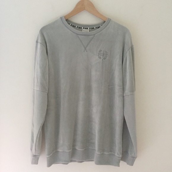 Cozy Season 🍂 | New | PINK | Grey Velour Crewneck Sweater - Picture 1 of 3